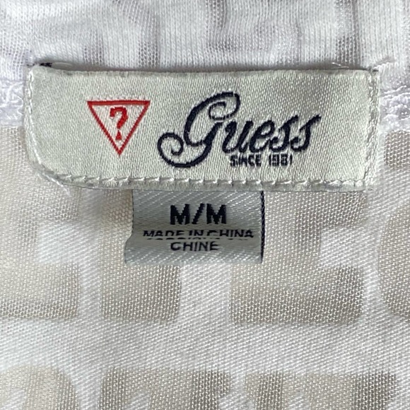Guess Los Angeles 1981 Logo Sheer V Neck T Shirt White Womens Size Medium - Picture 7 of 10